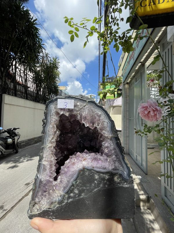 HỐC THẠCH ANH TÍM – AMETHYST GEODE – KT : 17 X 15CM, 3KG (T89)