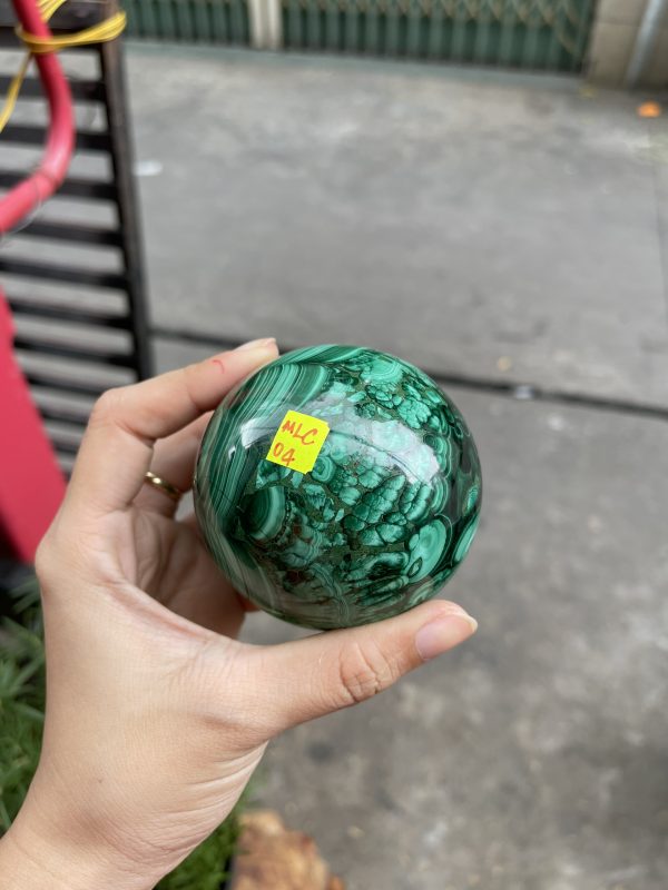 LÔNG CÔNG – ĐÁ MALACHITE – QUẢ CẦU ĐÁ LÔNG CÔNG – 0.730KG – ĐK : 7.3CM (MS : MLC04)