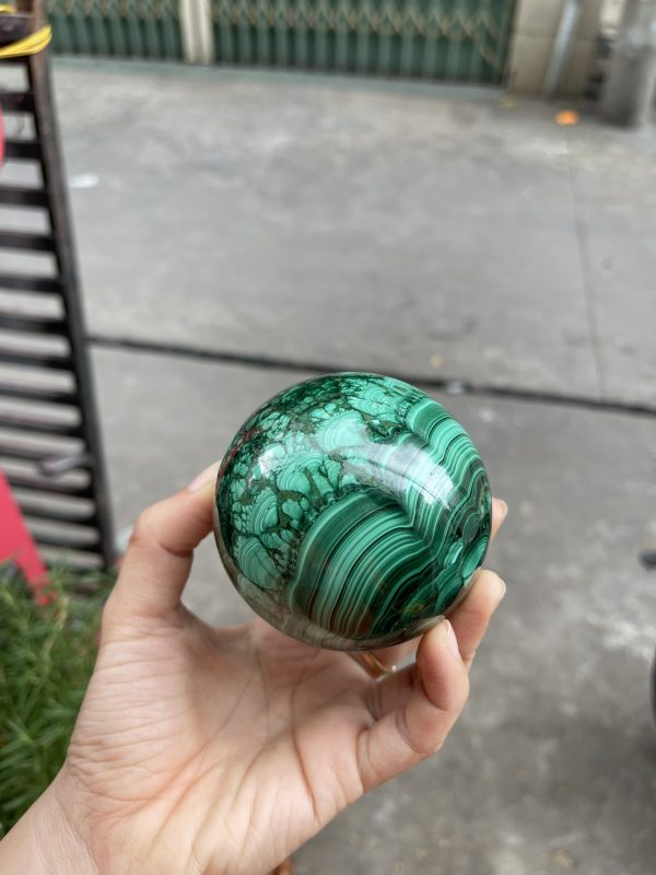 LÔNG CÔNG – ĐÁ MALACHITE – QUẢ CẦU ĐÁ LÔNG CÔNG – 0.730KG – ĐK : 7.3CM (MS : MLC04)