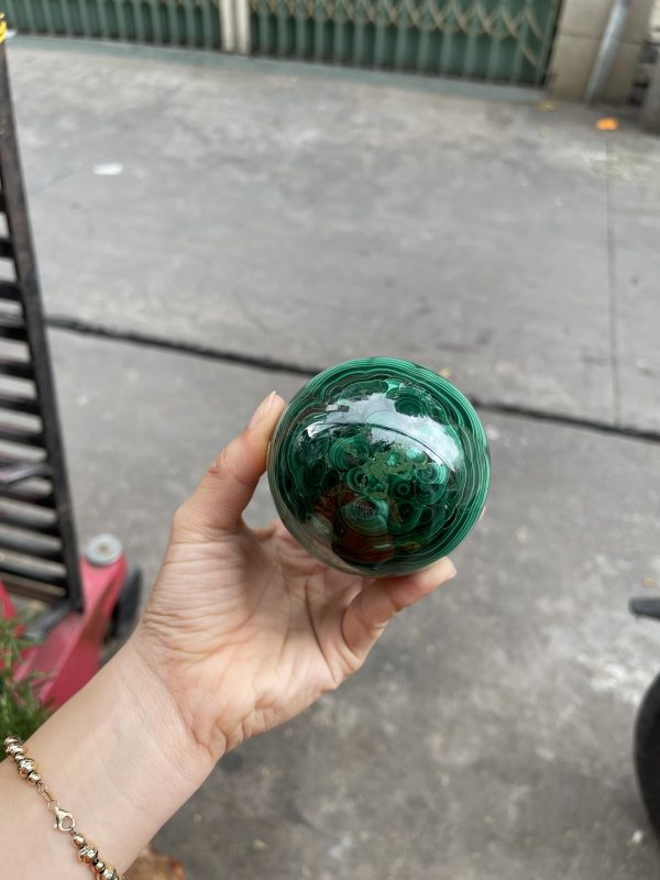 LÔNG CÔNG – ĐÁ MALACHITE – QUẢ CẦU ĐÁ LÔNG CÔNG – 0.730KG – ĐK : 7.3CM (MS : MLC04)