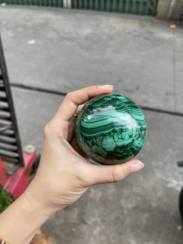 LÔNG CÔNG – ĐÁ MALACHITE – QUẢ CẦU ĐÁ LÔNG CÔNG – 0.730KG – ĐK : 7.3CM (MS : MLC04)