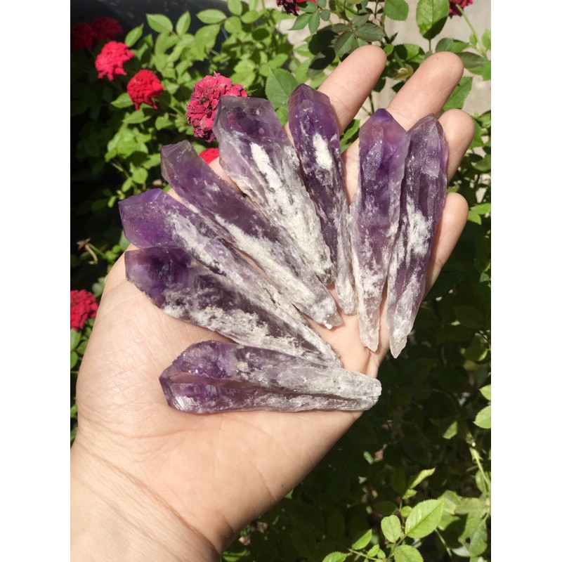 Thạch Anh Tím dạng que đơn thô tự nhiên - Bahia Amethyst